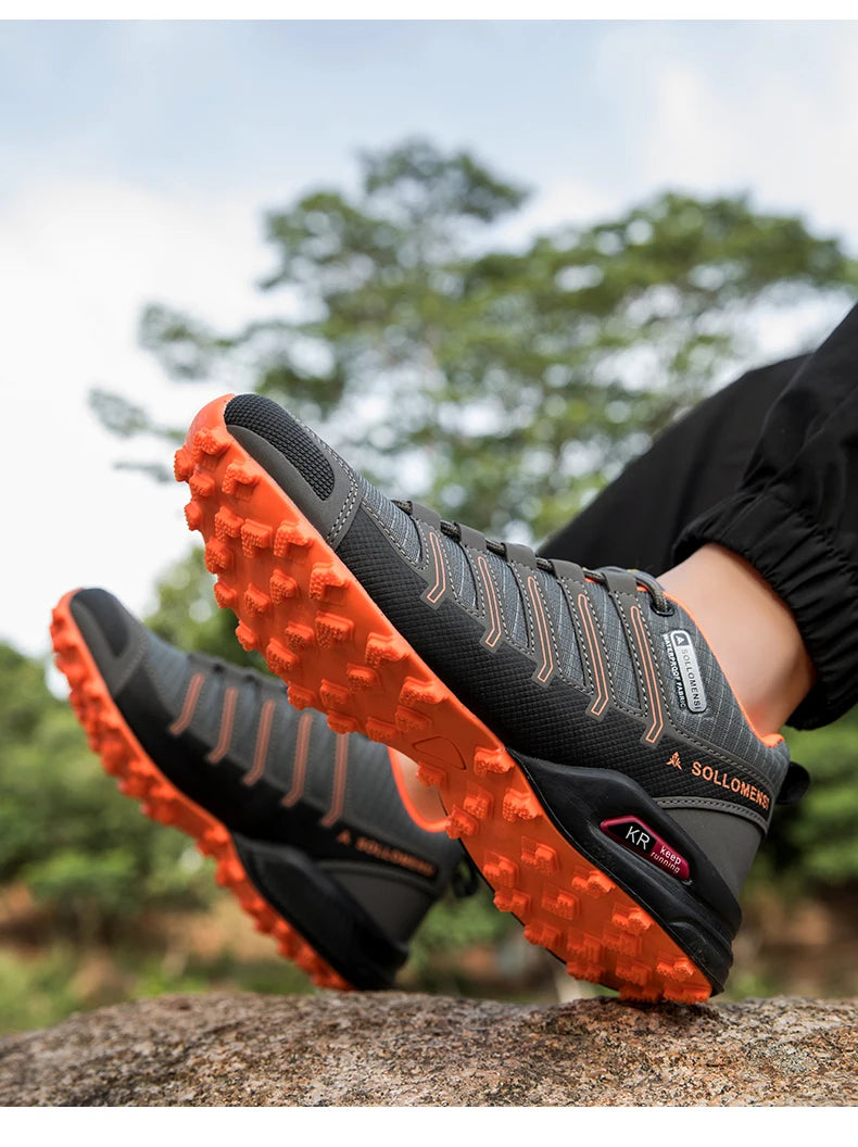 Men's Waterproof Hiking Shoes Outdoor Breathable Travel Walking Shoes Tactical Training Shoes Comfortable Lockless Cycling Shoes