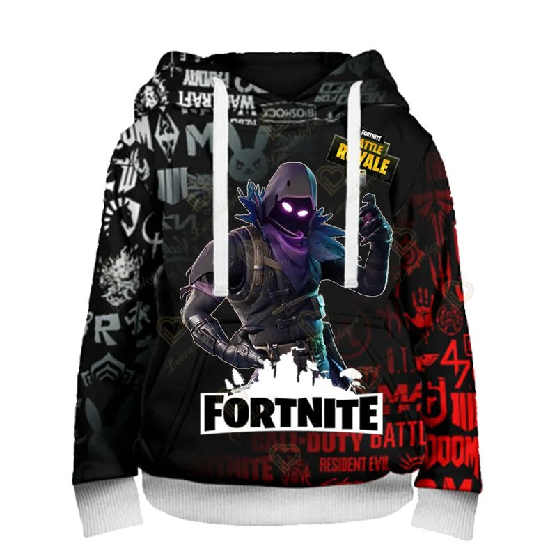 Sweatshirt com Capuz para Fãs de Fortnite, Impressão 3D Battle Royale, Cosplay Victory, para Homem, Mulher e Criança, Streetwear com Capuz
