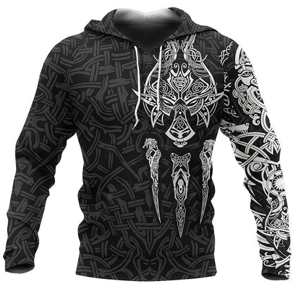 2024 Mens Hoodies Eagle Tattoo Pattern Vikings 3D Printed Fashion Casual Harajuku Hip Hop Autumn And Winter Oversized Sudaderas, Produit gaming premium Fraquane