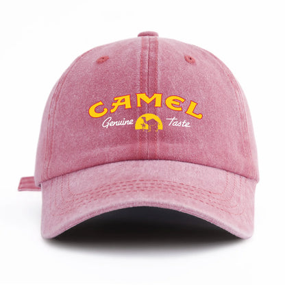 1pc CAMEL Print Washed Baseball Cap for Adults,Minimalist Retro Style Casual Soft Adjustable Dad Hat,Perfect As Gift