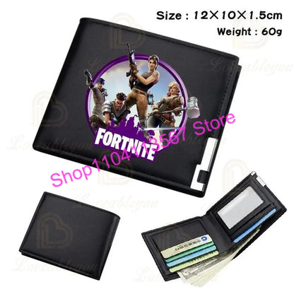 Carteira Fortnite com Figuras de Anime Victory Royale em Couro PU, Porta-Moedas, Clutch de Dinheiro com Alça de Pulso e Porta-Cartões