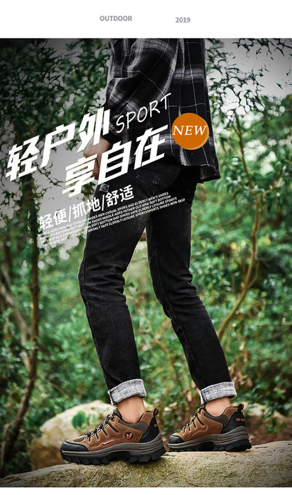 Winter Casual Shoes Men Leather Comfortable Walking Shoes Autumn Classic Outdoor Sneakers Women High Top Hiking Sneakers Lace Up