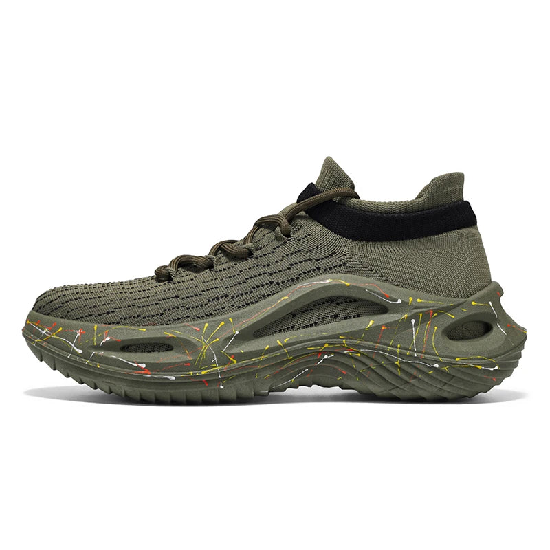Men Sports Shoes Soft Light Mesh Thick Sole Anti Slip Tennis Shoes Spring New Fashion Lace Up Outdoor Fitness Running Shoes