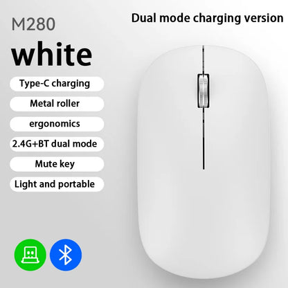 Lenovo Bluetooth Wireless Mouse Dual Mode 2.4G & Bluetooth 5.3, Type-C Rechargeable Silent Ergonomic Mouse with Adjustable DPI for Laptop & Office