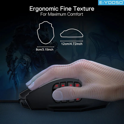 E-YOOSO RGB Wired Gaming Mouse 16400 DPI Ergonomic Gaming Mouse with Programmable Macro, Optical RGB Gaming Mouse for PC, Laptop & Office