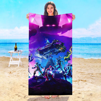 Toalha de Praia Game F-Fortnites em Microfibra para Hotel, Casa de Banho, Sauna, Spa, Praia, Viagem, Piscina, Casa, Banho de Bebé, Ginásio e Duche