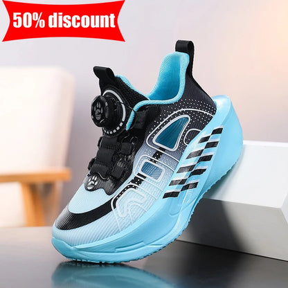 Childrens Running Shoes Comfortable Mesh Boys Outdoor Training Shock-absorbing Tennis Shoes New Hollow Breathable Casual Shoes