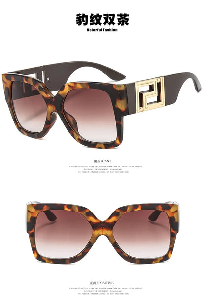 Light Luxury Square Large Frame Sunglasses With Hollow Temples, Personalized Catwalk Sunglasses, Women's Casual Sunglasses UV400