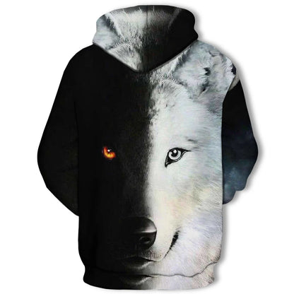 New Fashion Animal 3D Printed Hoodie Men and Women Personalized Design Sweatshirt Snow Double Wolf Harajuku Oversized Hoodie