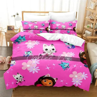 Gabbys Doll house 3D Printed Duvet Case Pillowcase Bedding Set Twin Full King for Kids Adults Bedroom