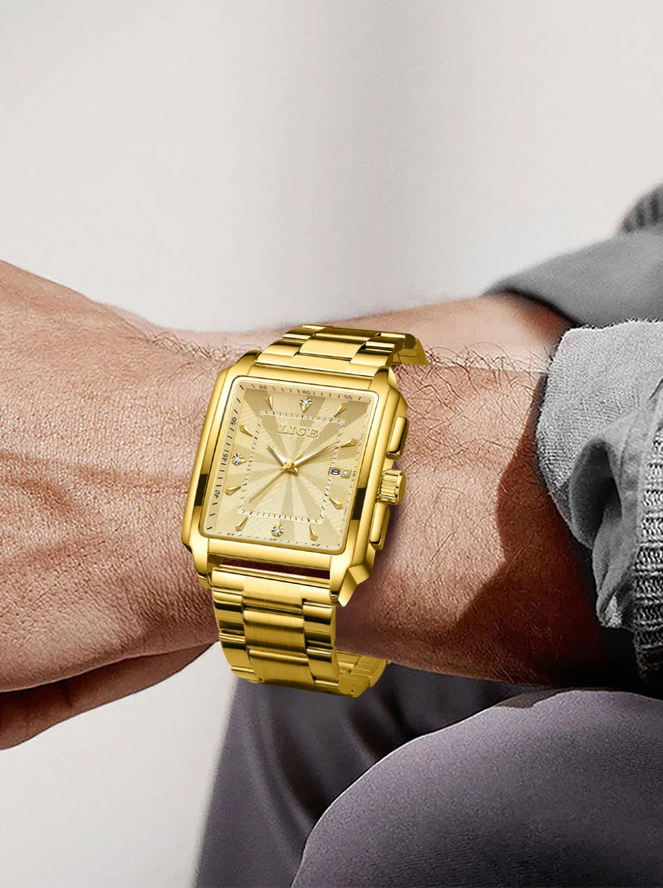 Relogio Masculino LIGE Fashion Military Watch Men Square Mens Watches Top Brand Luxury Waterproof Quartz Chronograph Wristwatch