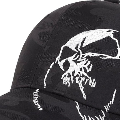 Unisex Skeleton Embroidery Baseball Caps Outdoor Adjustable Spring and Autumn Casual Sunscreen Hat