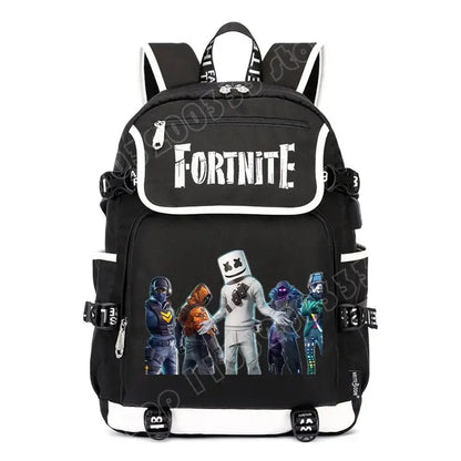 Fortnites Large Capacity Backpack Casual Shoulder Bag with USB Port Unisex Anime Students Schoolbag New Stylish Stationery Gift