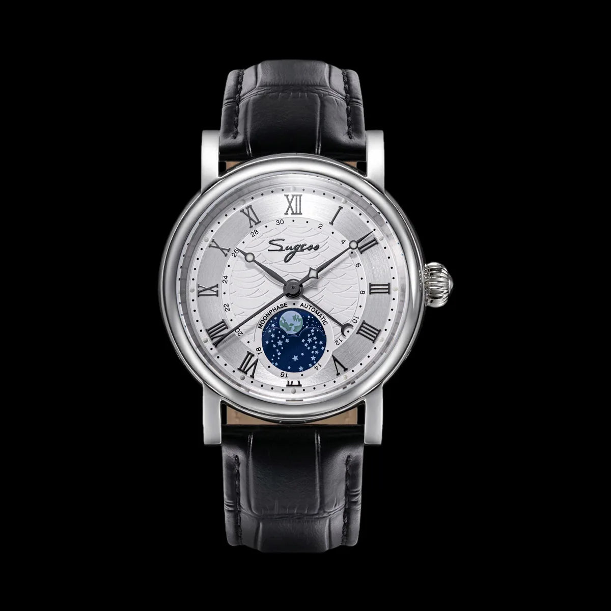 Sugess Moonphase Automatic Mechanical Men's Watch Wristwatches Original Movement ST2108 Waterproof Clock Sapphire Special Date