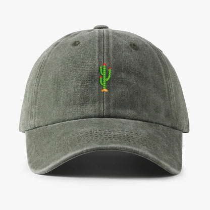 Casquette de baseball vintage souple avec broderie « Mini Cactus » pour homme et femme, effet délavé, pour le sport, la pêche, papa, visière, été, automne, casquette à visière