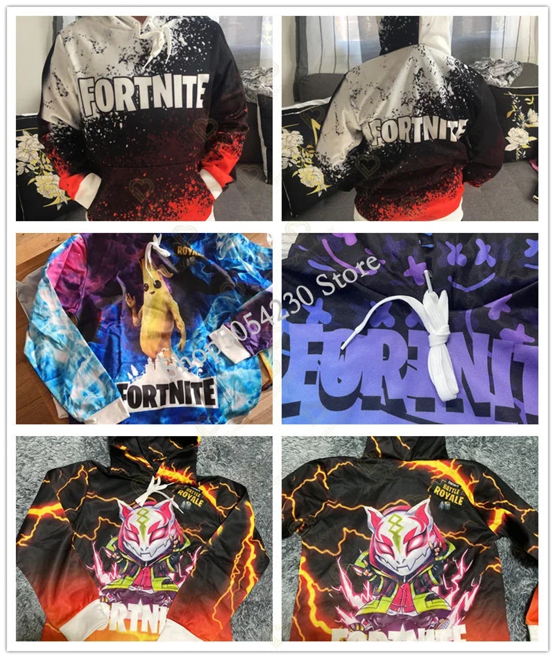 Fortnite Season 2 Boys and Kids Hoodies Cartoon Casual Sweatshirts Battle Game Heroes Print Polyester Autumn Girls Pullovers