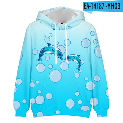 Classic Dolphins tigers wolves galloping horses animal 3D Print Hoodies Long Sleeve Sweatshirts Adult/Child Casual Pullovers