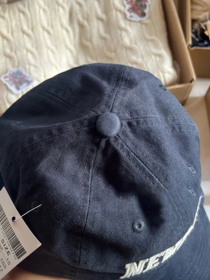 Betűhímzéses Y2k baseball sapka nőknek, négy évszakra alkalmas, Harajuku-stílusú napellenzővel, női, sötétkék, amerikai vintage utcai divat, pamut sapkák