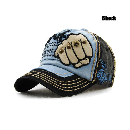 Fashion Baseball Cap Sports Outdoors Casual Cap Sun Hat Gorras Hip Hop Caps On Size Adjustable unisex Fist Rivet Patche