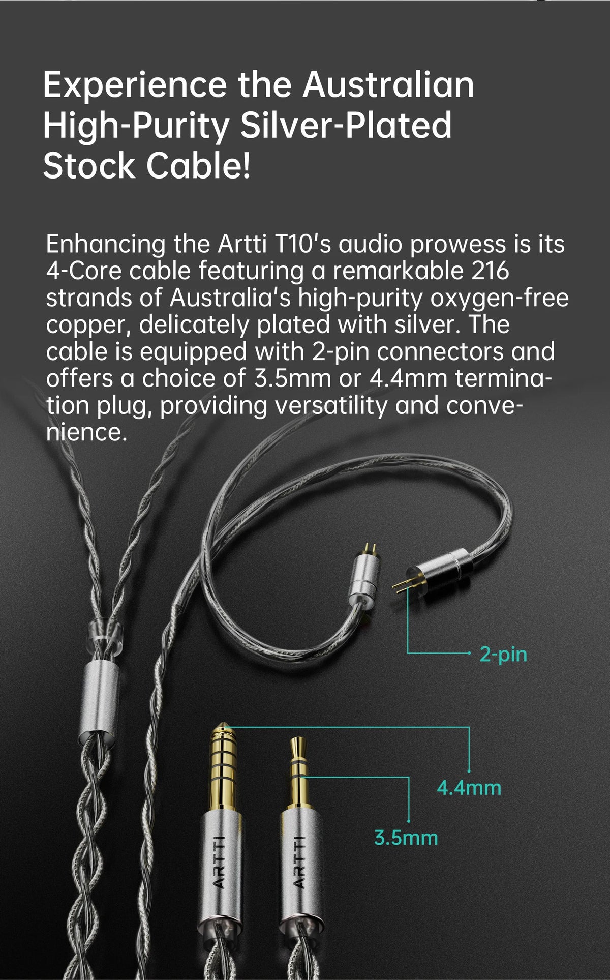 ARTTI T10 Planar Driver In-Ear HiFi Earphones, Wired IEM Monitors with 14.2mm Planar Driver, Detachable 0.78mm 2-Pin Cable, 3.5mm/4.4mm Audiophile Earbuds