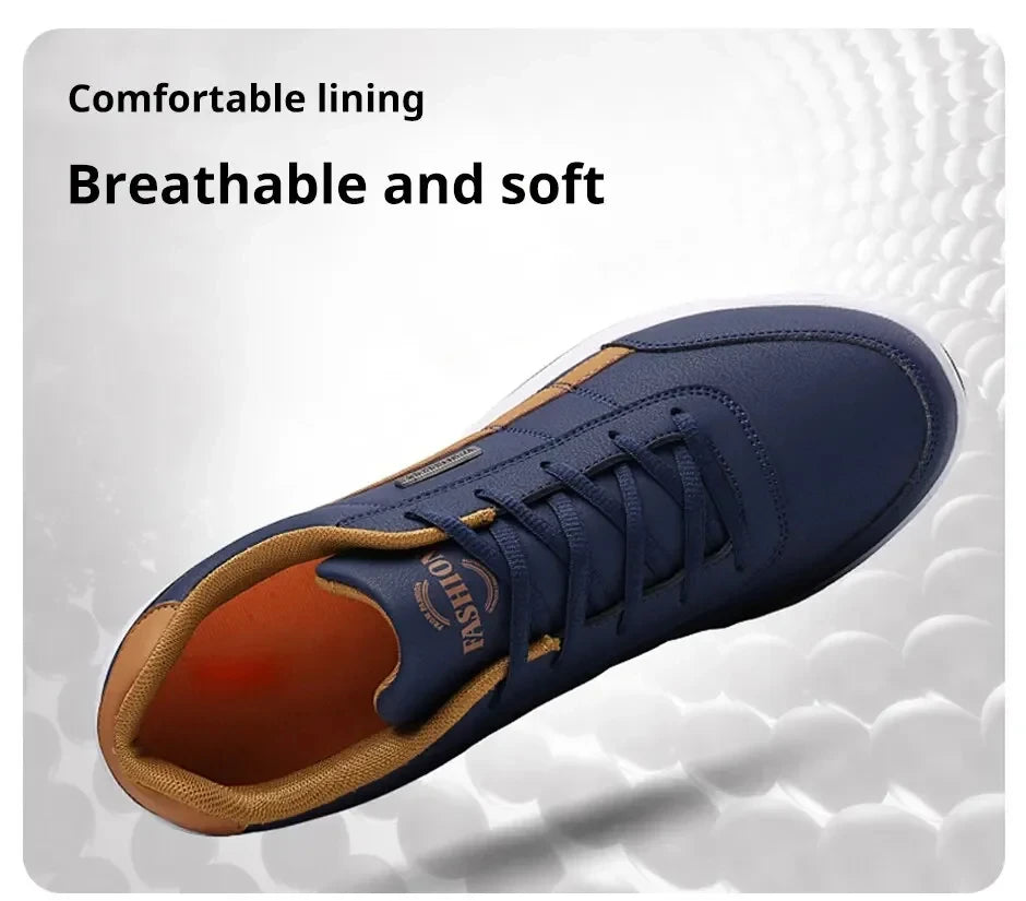Leather Sneakers for Men, Casual Shoes, Soft Bottom, Outdoor Walking Shoe, Sports, Four Seasons