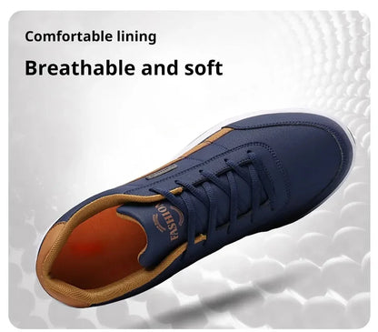 Leather Sneakers for Men, Casual Shoes, Soft Bottom, Outdoor Walking Shoe, Sports, Four Seasons