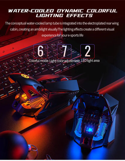 Rato Gaming eSports com Fio e Retroiluminação RGB, 200-7200 DPI Ajustáveis, USB com Fio para PC, Portátil e Jogos FPS
