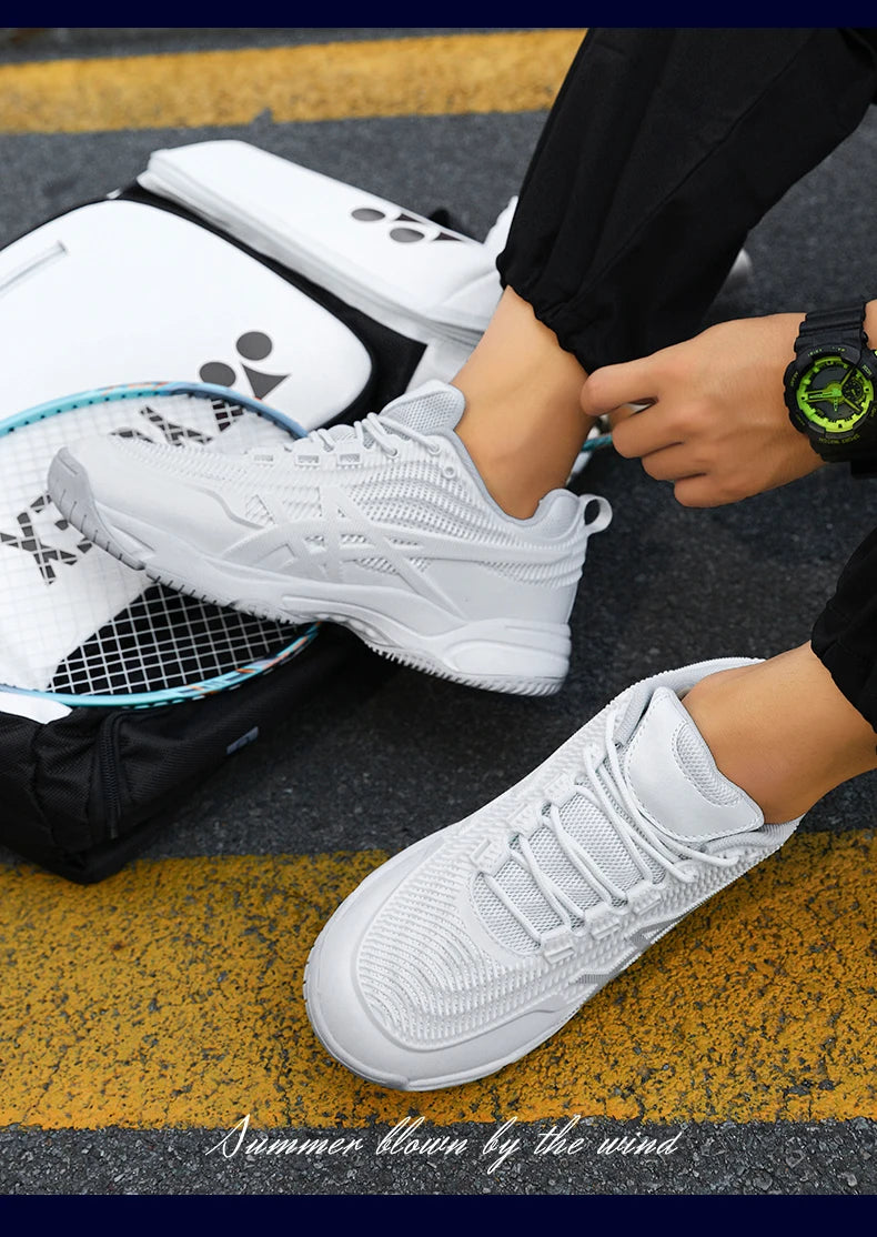Men Women Badminton Shoes Table Tennis Shoes for Volleyball Handball Sports Sneakers Anti-Skid Mesh Breathable Field Training