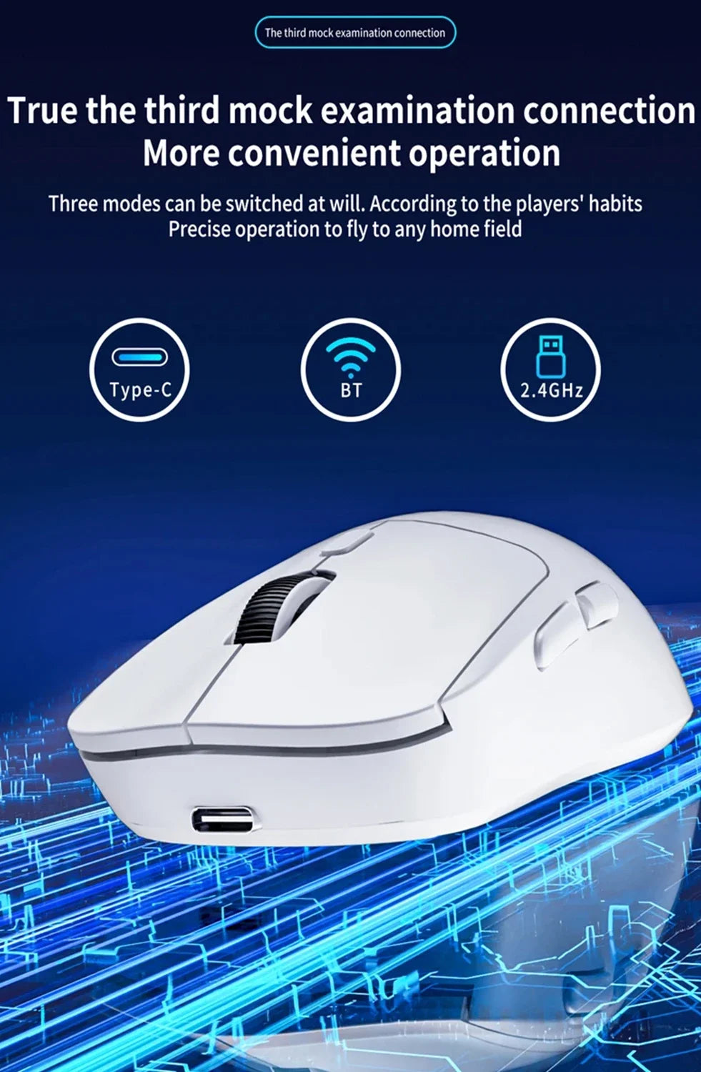 Rechargeable Wireless Bluetooth Gaming Mouse, Dual Mode 2.4G & Bluetooth Wireless Mouse, Silent High Precision Rechargeable Wireless Mouse for Laptop, PC, Mac & iPad