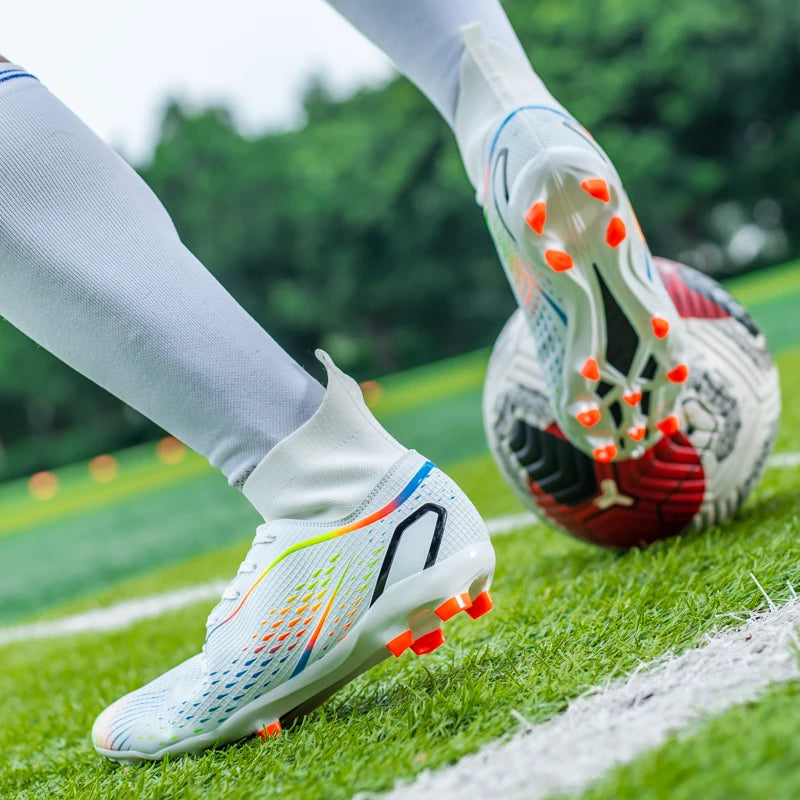 New Men Soccer Shoes Men Grass Breathable Soft Outdoor Football Shoes Cleats Long Spikes Comfortable Training Sport Shoes Men