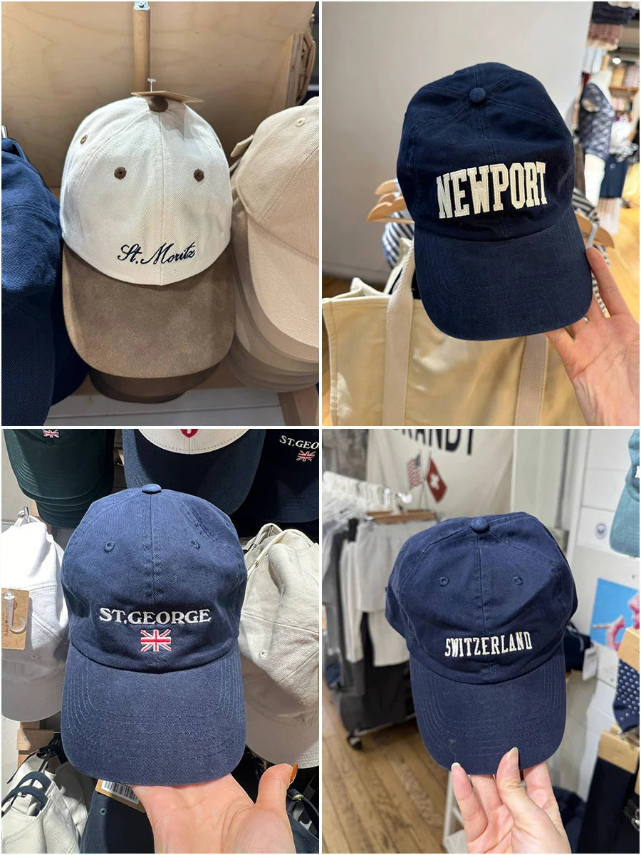 Betűhímzéses Y2k baseball sapka nőknek, négy évszakra alkalmas, Harajuku-stílusú napellenzővel, női, sötétkék, amerikai vintage utcai divat, pamut sapkák