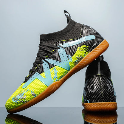 High-top soccer shoes for indoor five-a-side training for both men and women, slip-resistant and wear-resistant. sneakers