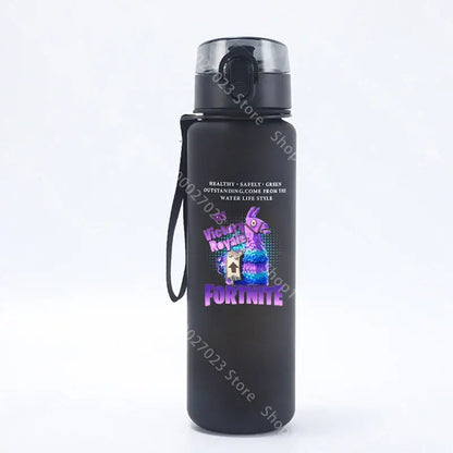 Garrafa de água desportiva Fortnites de 650ML, kawaii, motivacional, à prova de fugas, portátil e reutilizável, para exterior, viagens e ginásio, novo presente giro