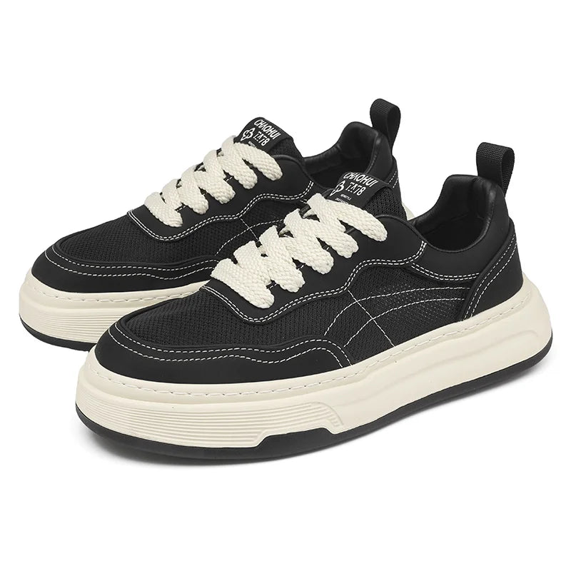 Sneakers da uomo ultraleggere in rete traspirante, scarpe casual alla moda con suola spessa, comode scarpe da ginnastica stringate per camminare tutti i giorni
