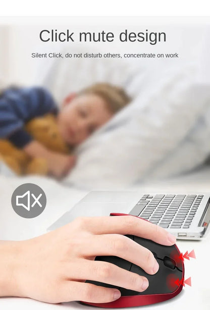 BTS-908 Bestseller — ładowalna pionowa mysz ergonomiczna, bezprzewodowa, odbiornik USB 2.4G, regulowane 1600 DPI, 6 przycisków