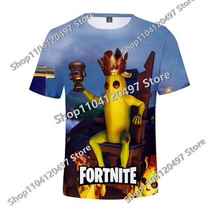 Japanese Anime Fortnite Summer T-shirt for Men Women Battle Royale Short-Sleeved Casual Comfortable Loose Harajuku Streetwear
