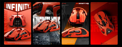Rato Gaming Sem Fios Angry Miao Infinity, Metal Hot-Swappable, Ultraligeiro Oco, PAW3950, Dual 8K, Com Fio, Tri-Mode, Laranja