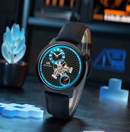 Shanghai Watch Sky Dome Center Flywheel Men's Watches Luminous Automatic Mechanical Wristwatch 50M Water-resistance Watches 2101