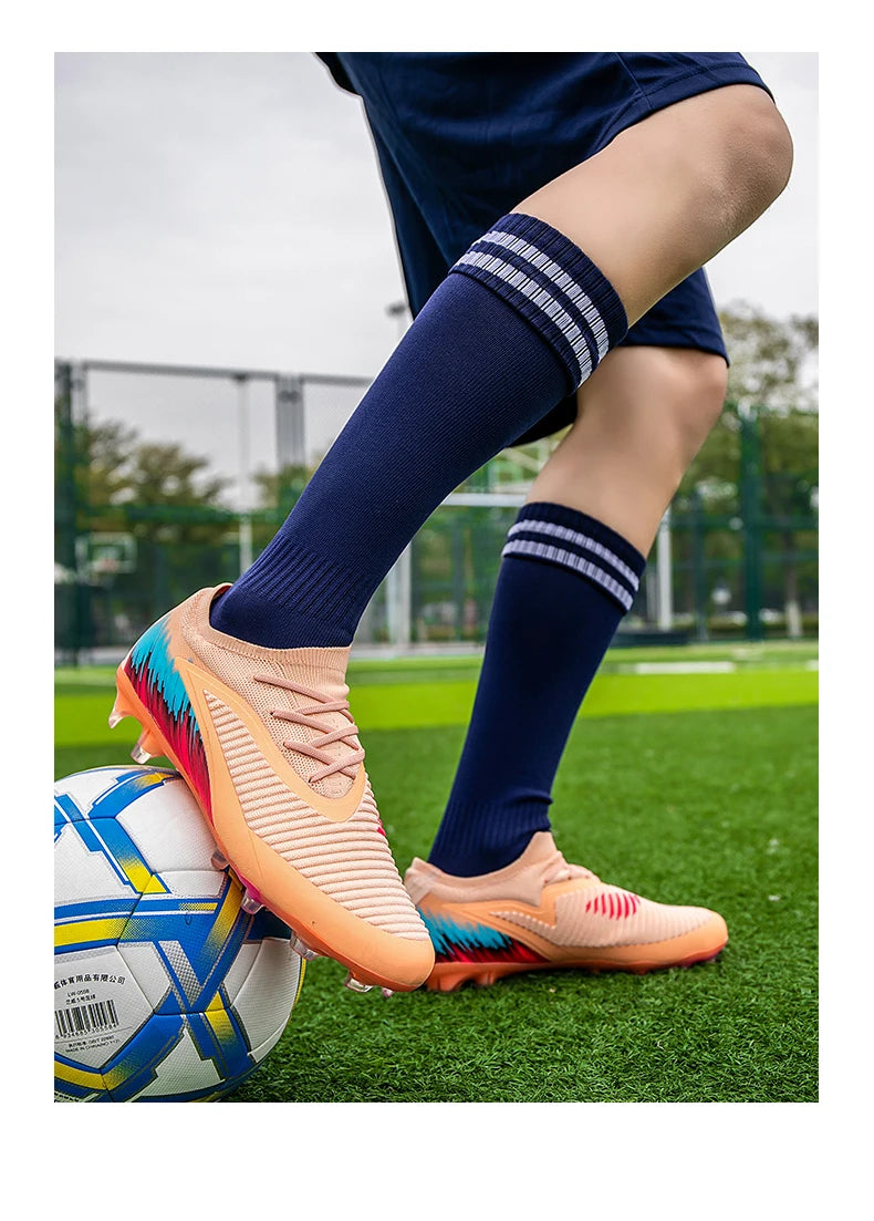 New Men Football Boots Cleats Shoes Soccer Long Spikes FG Ultralight Training Soccer Shoes Non-Slip Outdoor Match Drop Shipping