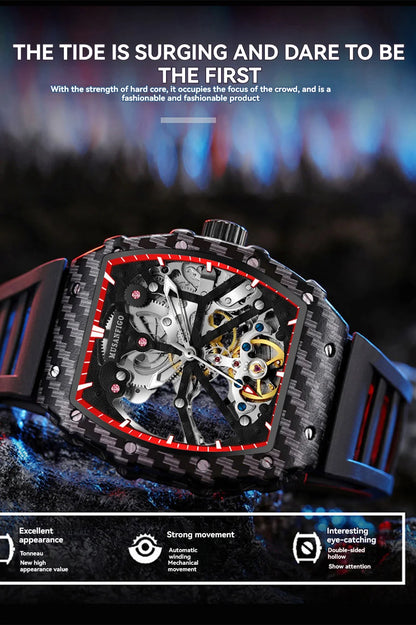 Fully automatic skeleton mechanical watch, fashionable personality, luxury hot men's watch, casual business watch