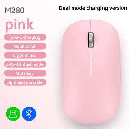 Lenovo Bluetooth Wireless Mouse Dual Mode 2.4G & Bluetooth 5.3, Type-C Rechargeable Silent Ergonomic Mouse with Adjustable DPI for Laptop & Office
