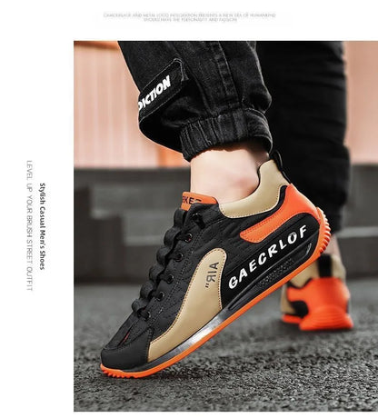 Men's Casual Sports Shoes Breathable Comfortable Flat Heel Low Cut Lace up Leather Upgraded Version of the Classic AGAM Shoe