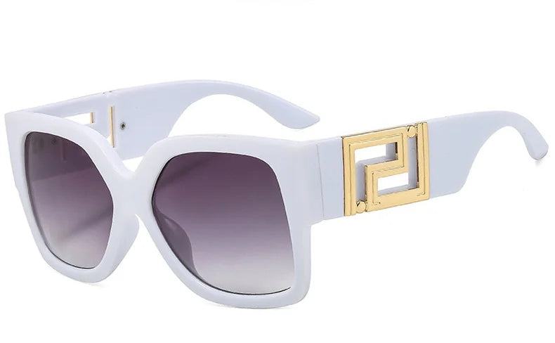 Light Luxury Square Large Frame Sunglasses With Hollow Temples, Personalized Catwalk Sunglasses, Women's Casual Sunglasses UV400