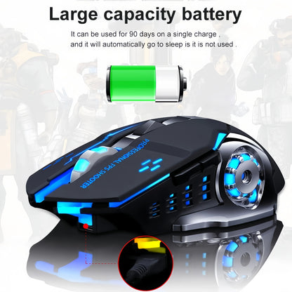 Rato Gaming Sem Fios Recarregável – Bluetooth/USB Silencioso, Retroiluminação RGB, E-Sports para PC