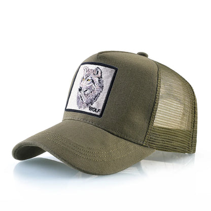 Modna bejzbol kapa s vezenim zakrpama "Wolf", snapback hip hop trucker kape za muškarce i žene, za vanjsku upotrebu, prozračna kapa s vizirom