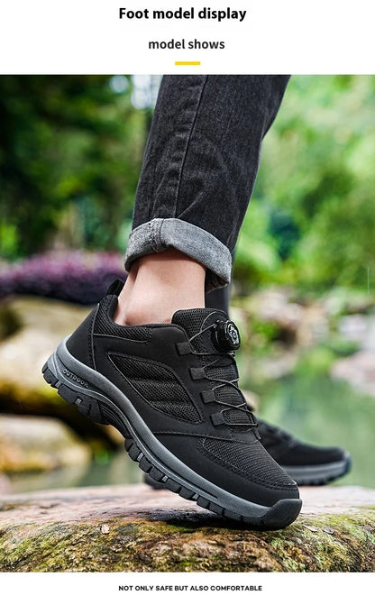Men'S Spring And Autumn Outdoor Sports Shoes With Rotating Buckle Convenient Comfortable Anti Slip Hiking Shoes Large Size 39-48