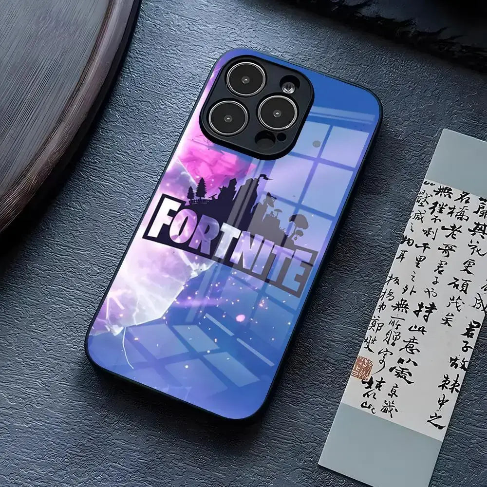 Custodia per telefono B-Battle-R-Royales-F-FortniteS per iPhone 17 Pro Max 15 Pro 14 12 11 13 Mini X XR XS 16 Plus SE, cover in vetro