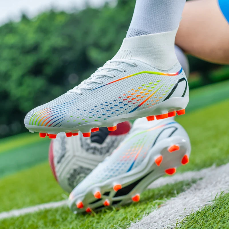 New Men Soccer Shoes Men Grass Breathable Soft Outdoor Football Shoes Cleats Long Spikes Comfortable Training Sport Shoes Men