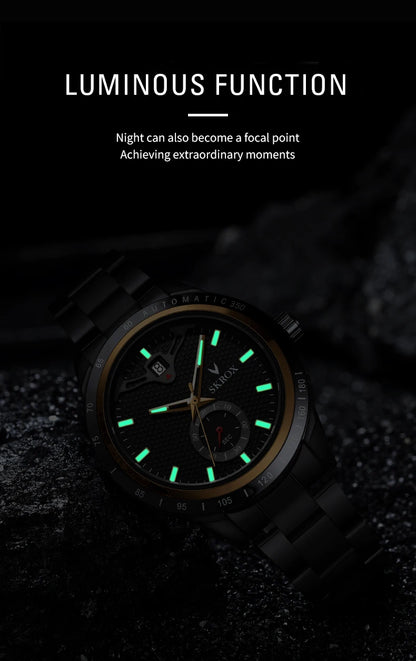 SKROX Luxury Sapphire Stainless Steel Automatic Movement Mechanical Clockwork Man Watch Military Waterproof Men's Wrist Watches