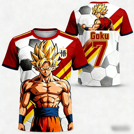 T-shirt casual Dragon Ball de verão 2026 para homem, com estampado 3D, manga curta, corte largo, respirável, para mulher e criança, estilo desportivo